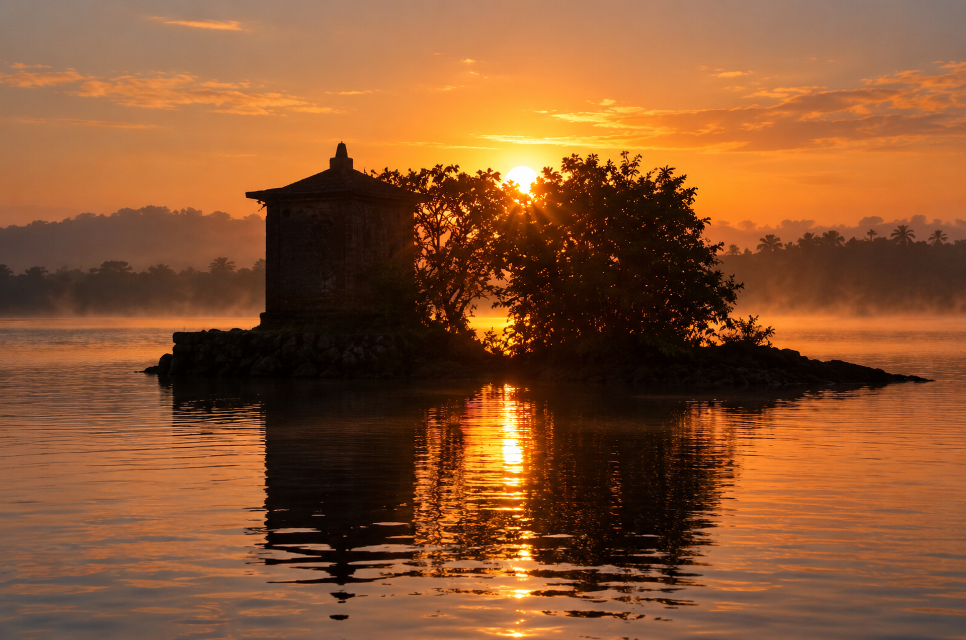 Sonnenaufgang am Madu Ganga See in Ambalangoda auf Sri Lanka.